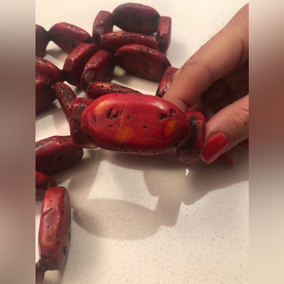 Pottery Barn Red Stone Napkin Rings Set of 8 - Picture 3 of 3